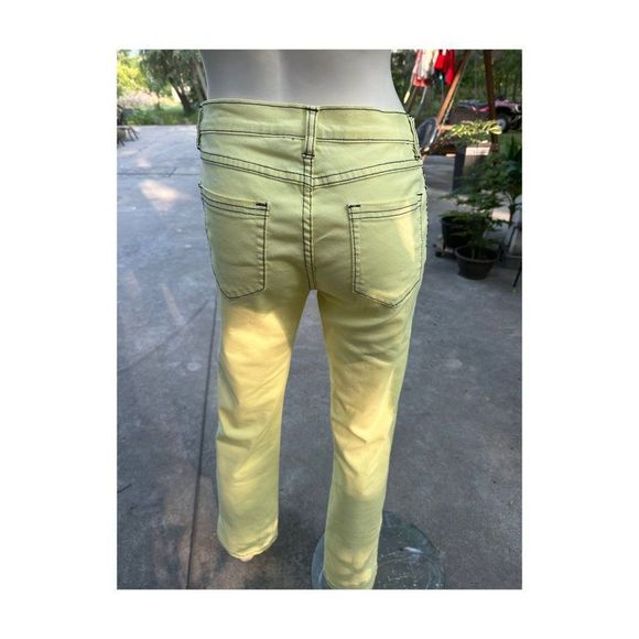 Y2K Diane Gilman DG2 Yellow Stretch Denim Jeans Black Contrast Stitch High Waist - Picture 4 of 9